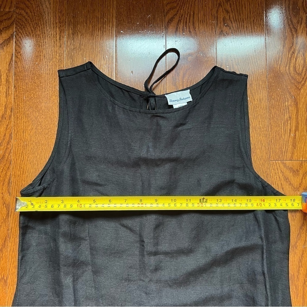 Tommy Bahama Black Sleeveless Linen A-Line Sleeveless Flowy Midi Dress - Sz S - Picture 11 of 13